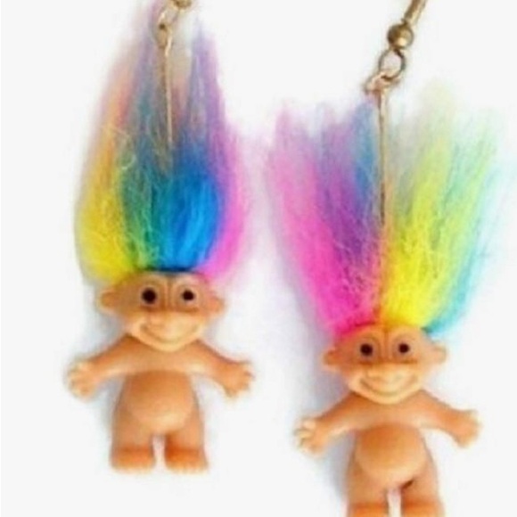 Russ- Multicolored Troll Doll Earrings - Picture 1 of 6